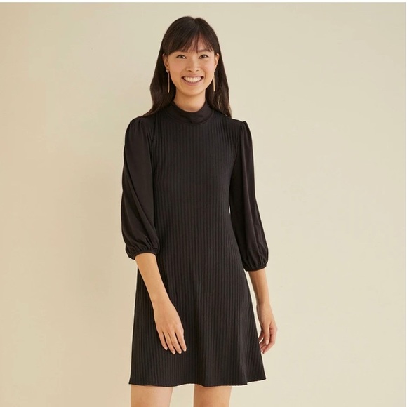Amour Vert Rhianne Black Ribbed Dress - Picture 1 of 5